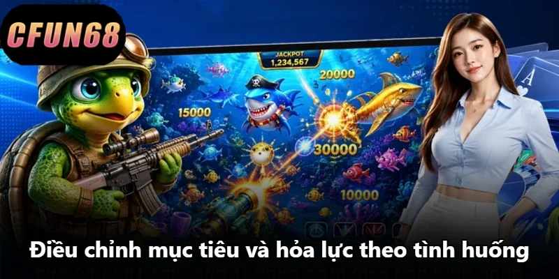 Điều chỉnh mục tiêu và hỏa lực theo tình huống.